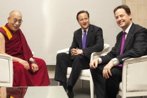 His Holiness the Dalai Lama with Prime Minister David Cameron and Deputy Prime Minister Nick Clegg at St. Paul's Cathedral in London, UK, on May 14, 2012. Photo Clifford Shirley