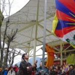 Sikyong raises the Tibetan flag on March 10 in the Main Temple in Dharamsala Photo: Phayul/Tentse