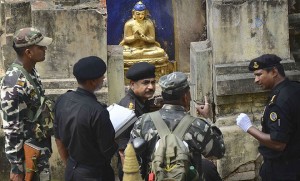 National Security Guards inspects the site of a blast at the Mahabodhi temple in Bodhgaya Photo: indianexpress.com
