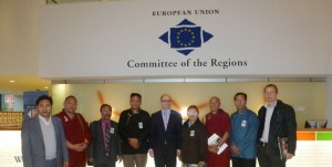 The Tibetan Parliamentary delegation with the administrators of  the office of EU Committee of the Regions in Brussels on 4 November Photo: OoT/ tibet.net