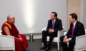 China got angry with,David Cameron and Nick Clegg met the Dalai Lama at St Paul's Cathedral in May 2012 Photo: PA