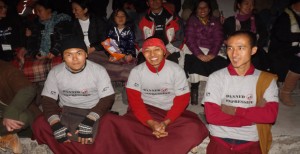 Monks wear the Banned Expression t-shirts in support of the campaign to protect free speech in Tibet. 