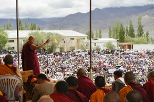 His Holiness the Dalai Lama at the Kalachakra Initiation in Leh, Ladakh photo: tibet.net