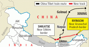 A map showing the planned railway line Photo: Tibetan Review