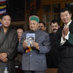 Shri Virbhadra Singh, CM of Himachal Pradesh launching a book on His Holiness the Dalai Lama Photo: tibet.net