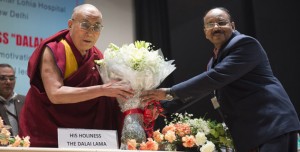 His Holiness arriving at Dr Ram Manohar Lohia Hospital in New Delhi, India on January 20. Photo: Tenzin Choejor/OHHDL