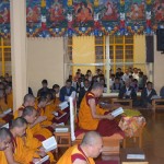 Kasur Kirti Rinpoche leading the prayers in Tsuglakhang Photo: tibet.net