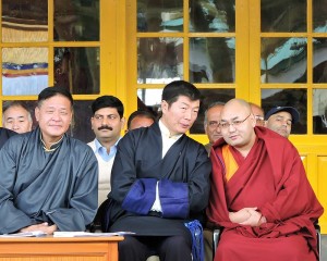 Sikyong Dr Lobsang Sangay with Penpa Tsering and Rinpoche at IHRD (Copy)
